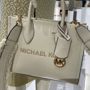 Michael Kors Mirella Small Pebbled Leather Shopper Top Zip Crossbody XBody Bag
